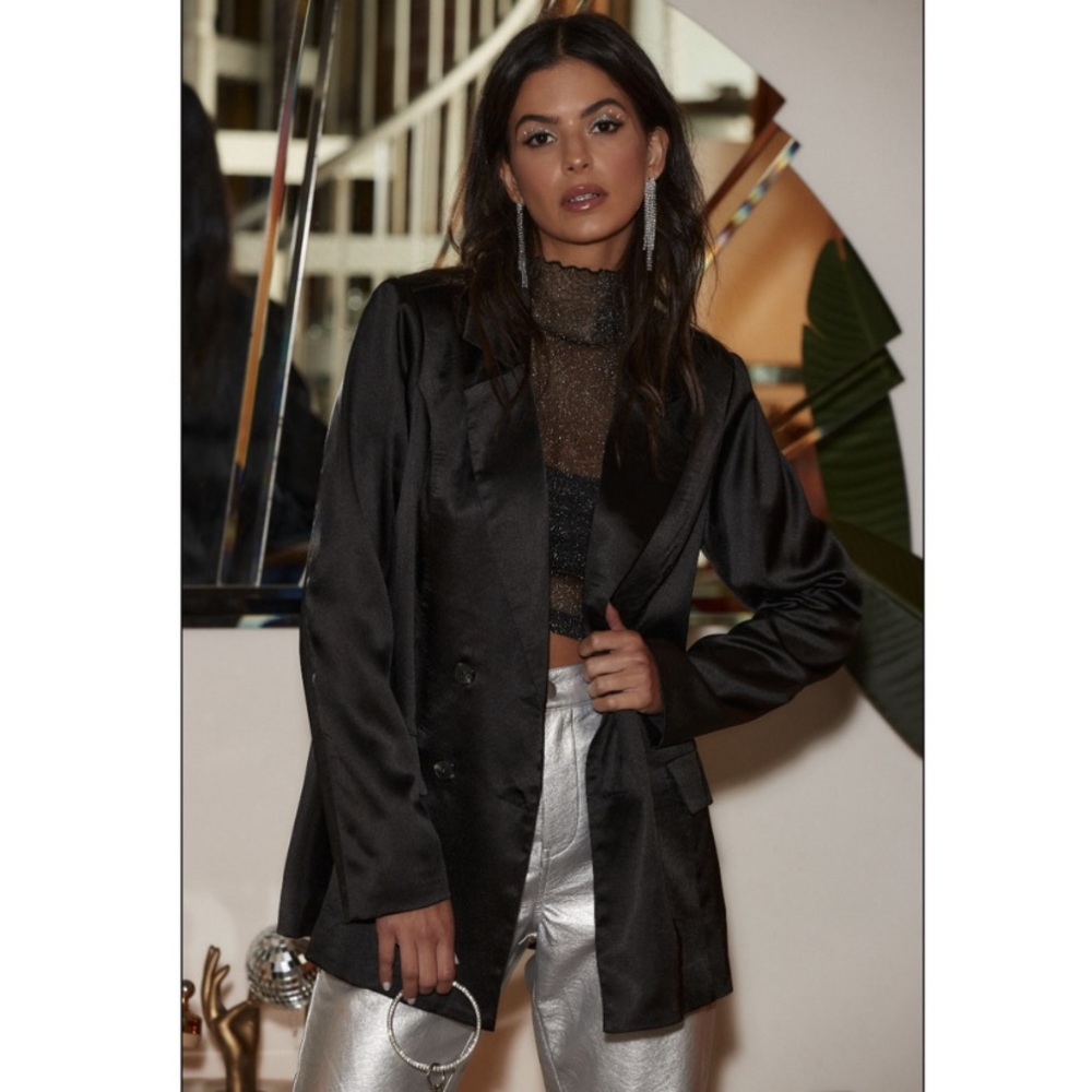 12th Tribe Black Satin Blazer XS